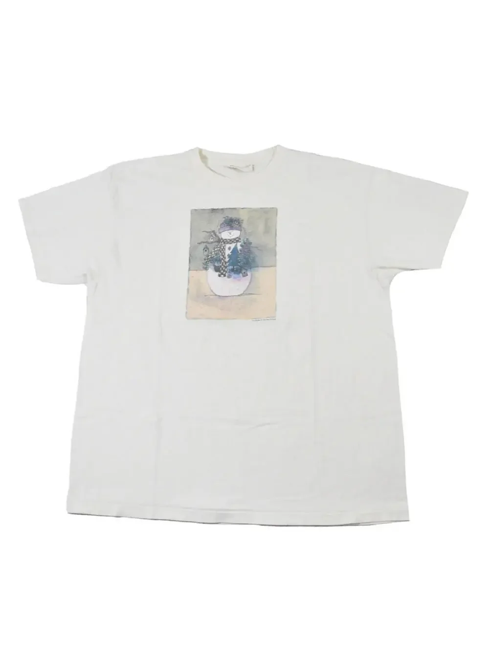 Vintage Snowman Christmas 1996 Holiday White Santa 90s Shirt Size X-Large